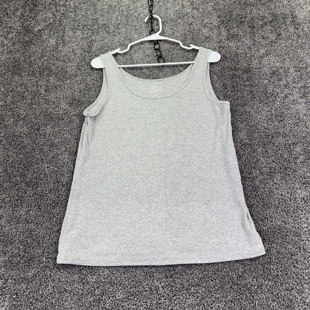 Time And Tru Tank Top Womens XXL Gray Ribbed Scoop Neck Basic Tagless Stretch